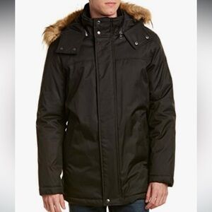 Cole Haan Men’s SMALL Black Jacket with Faux Fur Hood